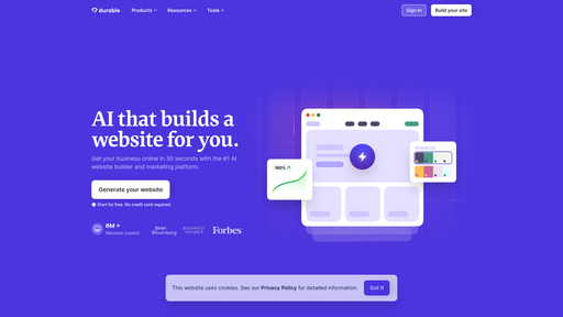 Durable AI Website Builder, herramienta de IA para otras aplicaciones específicas